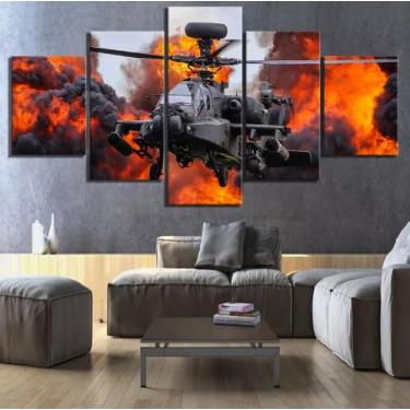 Imagem de Kit quadro decorativo 5 peças 95x60cm Helicoptero Militar