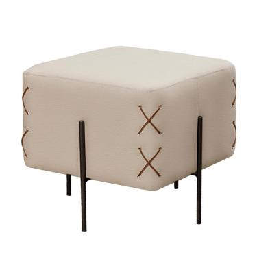 Imagem de Puff Banqueta Eros Luxo Preto Castellar Móbile Corino Off White Corino Off White