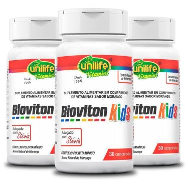 Imagem de Kit 3 Bioviton Kids Polivitaminíco Unilife 30 Comprimidos