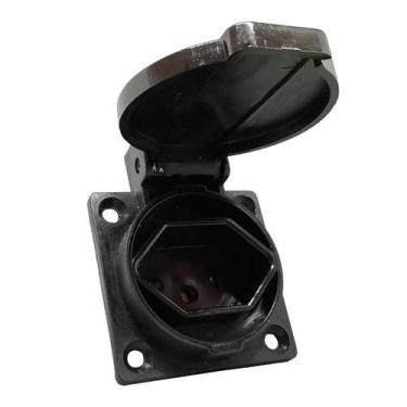 Imagem de Tomada de embutir linha tbsen ind. 2p+t 20a  preta  com tampa - sibrat