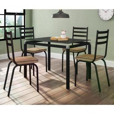 Imagem de Kit Mesa Malva Sf Fosco Tp Vidro 1,07 Preto C/04 Cad 118