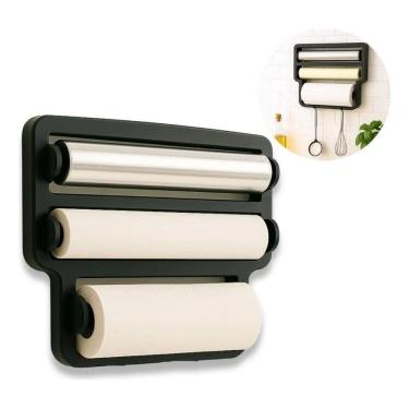 Imagem de 2X Porta Papel Toalha Alumínio Suporte Rolos Cozinha De Pare