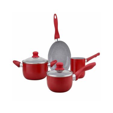 Imagem de Conjunto de Panela em Cerâmica Kas Cucina Vermelha 4 Peças