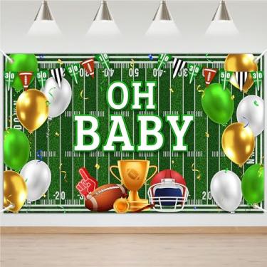 Imagem de Faixa de futebol para chá de bebê Oh Baby Football Decoração de chá de bebê Banner Tema Touchdown Faixa de festa de bebê menino