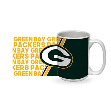 Imagem de Rico Industries Caneca de cerâmica branca NFL Football Green Bay Packers 425 g para fãs da NFL