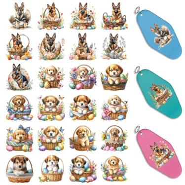 Imagem de XRTHGS 48 peças/conjunto de adesivos UV DTF de animais da Páscoa para chaveiros de motel UV DTF pacote de impressão de etiquetas de papel para chaveiros de hotel de acrílico, adesivos UV DTF coloridos