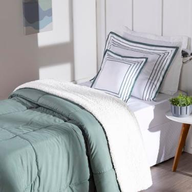 Imagem de Kit 3 Peças Coberdrom Solteiro Dupla Face Soft, 400 Fios, com Fronha e Capa de Almofada (Verde)