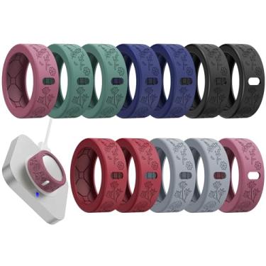 Imagem de YWXTW Capa floral para anel Oura 4/3/4 cerâmica/Samsung/Ultrahuman, suporte de carregamento protetor de anel de silicone para mulheres/meninas/homens, acessórios elegantes, pacote com 12 (minimalismo