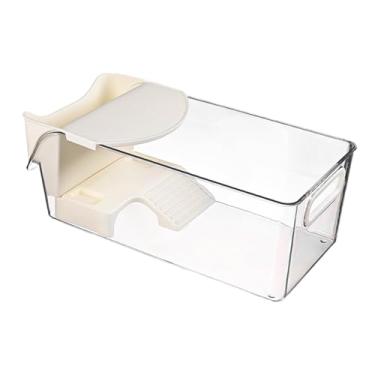 Imagem de Fenteer Aquário para tartarugas, terrário para tartarugas, caixa de alimentação multifuncional, fácil de usar, com tampa aberta, acessórios para descanso, S