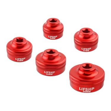 Imagem de LIFSHP Conjunto de soquete de filtro de óleo, 5 unidades de 3/20.3 cm, soquete de 24 mm, 27 mm, 28 mm, 32 mm, 36 mm, 36 mm, ferramenta de remoção de filtro de combustível/filtro de óleo - vermelho