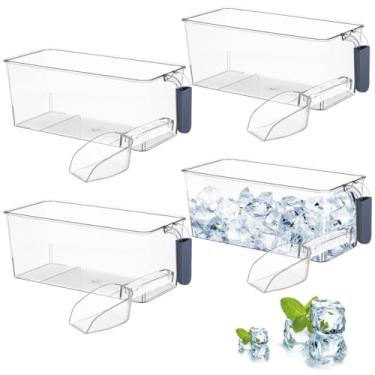Imagem de Organizadores de alimentos de gelo para armários de geladeira de cozinha, recipientes de geladeira com pás, 4 peças de caixas de armazenamento de plástico transparente, design de alça de congelador