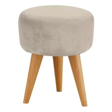 Imagem de Puff Redondo Pé Palito Banqueta 36x36cm Reforçada(BEGE)