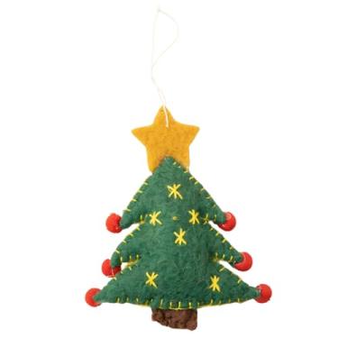 Imagem de Conjunto de enfeites de feltro para o Natal, desenhos feitos à mão com estrelas e flores, decoração tradicional para pendurar em árvores, festas e janelas