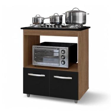 Imagem de Balcão Para Cooktop Elis 75cm 02 Portas Com Tampo Recortado Savana Pre