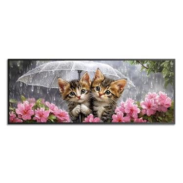 Imagem de Wergund Kits de arte de diamante grande DIY 5D para adultos guarda-chuva gato, tamanho grande diamante arte animal, broca completa cristal strass bordado ponto cruz artes artesanato lona casa