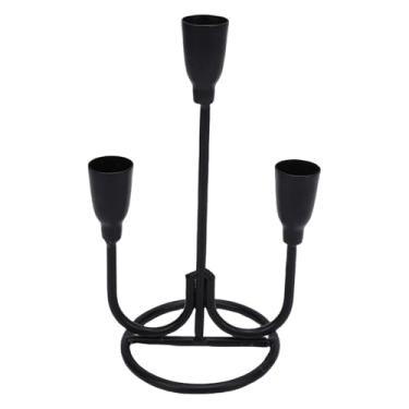 Imagem de Zopsc Castiçal de Ferro, Candelabros Vintage de 3 Cabeças Com Construção Resistente, para Decoração de Lareira de Peça Central de Mesa, 9x13x19cm (Preta)