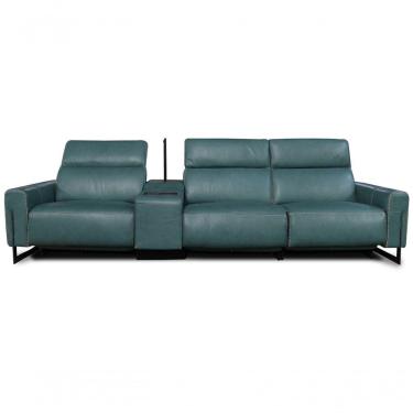 Imagem de Sofá Reclinável Elétrico De Couro Legend Com Itable E Luminária à Esquerda Couro Turquese - Mempra