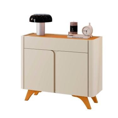 Imagem de Buffet Aros 2 Portas Pés Madeira Maciça - Mavaular Off White-naturalle