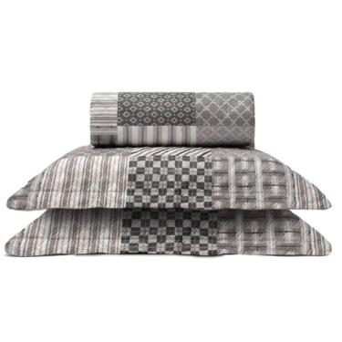 Imagem de Cobre Leito Buettner Queen Microfibra Renove Estampado Austria 3 Peças Cinza