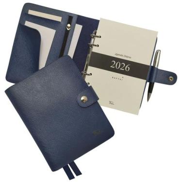 Imagem de Agenda Diária 2026 190-R Raffai Couros, Azul Jeans