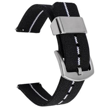 Imagem de Aoeiwv Pulseira de relógio de nylon de tecido elástico de 18 mm, 20 mm, 22 mm, 24 mm, à prova d'água, de liberação rápida, pulseira de reposição para homens e mulheres