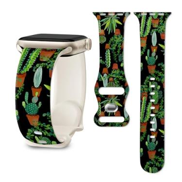 Imagem de Pulseira de substituição para iWatch Ultra2/1 SE séries 10, 9, 8, 7, 6, 5, 4, 3, 2 e 1 - planta de cacto