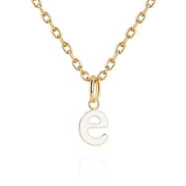Imagem de Colares com inicial feminina, banhado a ouro 14K com letra A-Z com esmalte colorido, corrente ajustável de 45,7 a 50,8 cm - Presentes de Dia dos Namorados para ela, presentes de aniversário, presentes