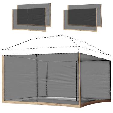 Imagem de Parede lateral de malha para cobertura de barraca pop-up de 25 x 25 cm, tela lateral de porta dupla, fácil instalação, rede mosquiteira 25 x 25 cm para terraço, acampamento e gazebo (apenas 4 paredes