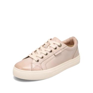 Imagem de Taos Tênis feminino Plim Soul Lux – Tênis feminino macio de couro premium com cadarço com conforto e suporte para caminhada o dia todo, Couro ostra, 9.5 Wide