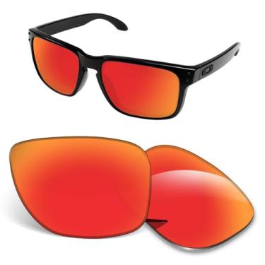 Imagem de Lentes de substituição premium compatíveis com óculos de sol Oakley Holbrook OO9102 | Antiarranhões | Espessura de 1,5 mm - Laranja Vermelho Polarizado