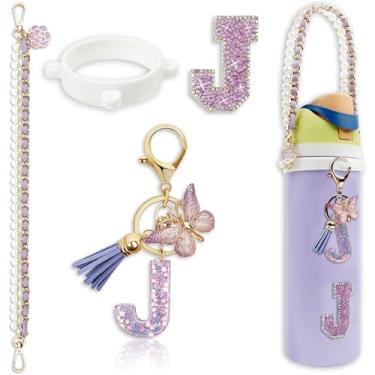 Imagem de Acessórios de letras para garrafas de água Owala – 680 g 947 g 1,134 g, com pingente de inicial bonito e alça de alça, compatível com Free Sip, copo de café, Owala Kids, Sway, Stanley Cup Accessories