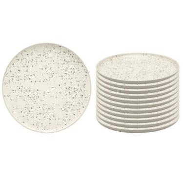 Imagem de Kit Jogo 12 Pratos Sobremesa Oxford Flat Chuvisco 20 cm em Cerâmica De