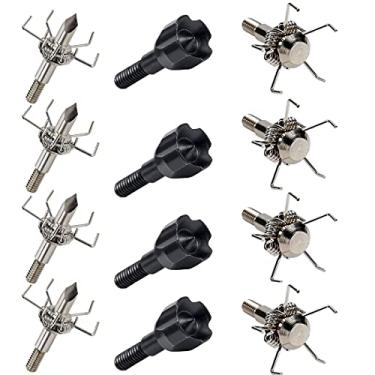 Imagem de Ontsho 100 grãos pequenos jogos Broadheads Judo e Hammer Mixed 12PK Broadhead Case Small Game Arrow Tips Screw-in Arrowheads