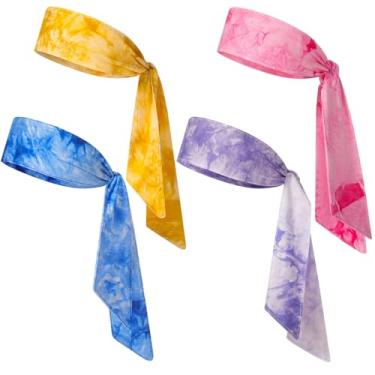 Imagem de Jutom 4 faixas de cabelo esportivas para homens e mulheres, bandanas de cabelo camufladas, elásticas, absorção de suor, karatê, ajustável, antiderrapante, para ioga, treino, corrida (cor moderna