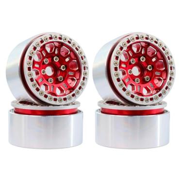 Imagem de Aluminum 1.9inch Beadlock Wheels Rims Honeycomb-Shaped Wheel Bone for 1/10 TRX4 TRX6 SCX10 SCX10 II 90046 SCX10 III AXI03007 D90 RC Crawler Car-4PCS (Red)