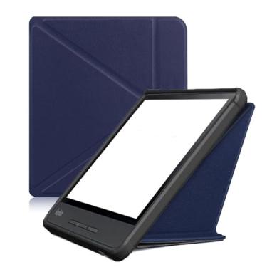 Imagem de Zrengp Capa para E-Reader Kobo Forma 20.3 cm (versão 2018) E-Book, capa ultrafina de couro PU com função hibernar/despertar para Kobo Forma 2018 (azul escuro)