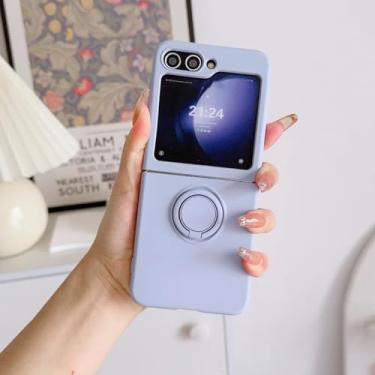 Imagem de Capa de silicone líquido com suporte em formato de anel, cor de doce, para Samsung Galaxy Z Flip 7 6 5 4 3, capa dobrável e estilosa (para Galaxy Z Flip4/roxo)