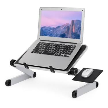 Imagem de Suporte Notebook Alumínio Ajustável Dobrável de Mesa Portátil Ergonômico Multifuncional p/Home Office