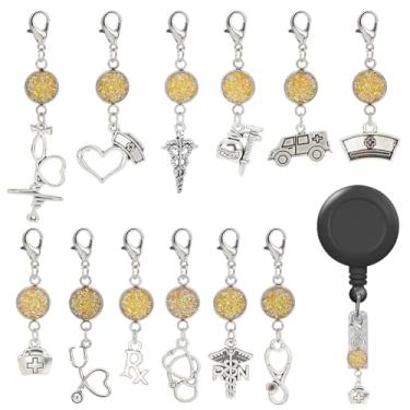 Imagem de WEBEEDY 12 conjuntos de berloques de carretel de crachá para enfermeira médica, suporte de crachá com tema médico para crachá de identidade, crachá, escritório, escola, material de formatura
