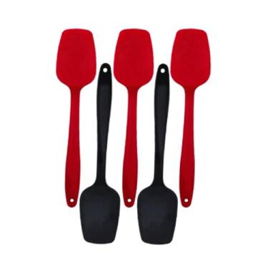 Imagem de Kit 5 Espátula Quadrada de Silicone Pão Duro Bolo Massa Rapador Utensilio Cozinha Resistente Reta