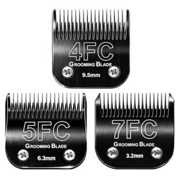 Imagem de MEMIRY Lâminas removíveis de cuidados para cães tamanho 4FC+5FC+7FC, compatível com Andis, Oster A5, Wahl KM10 Series Clippers, comprimento de corte 3,2-9,5 mm, preto