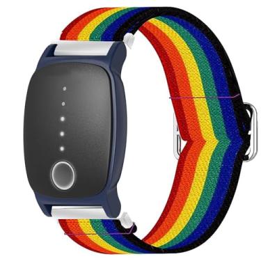 Imagem de Lamshaw Compatível com pulseira EmeTerm Explore, pulseira de reposição ajustável de nylon elástico elástico acessórios compatíveis com EmeTerm Explore (arco-íris escuro)