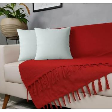 Imagem de Genérico, Kit Manta Para Sofá Vermelho + 2 Capas De Almofada Com Zíper Cor:03