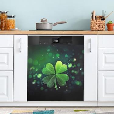 Imagem de ATTX Capa magnética para lava-louças trevo verde trevo, 58,4 cm C x 66 cm A decoração da capa da máquina de lavar louça, decalques de armário doméstico eletrodomésticos adesivos #11