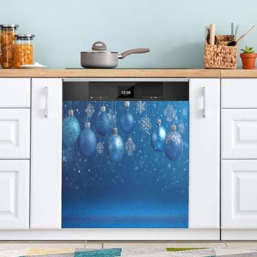 Imagem de ATTX Blue Snowflakes capa magnética para lava-louças, 58,4 cm C x 66 cm A decoração da capa da máquina de lavar louça, decalques de armário doméstico eletrodomésticos adesivos #193