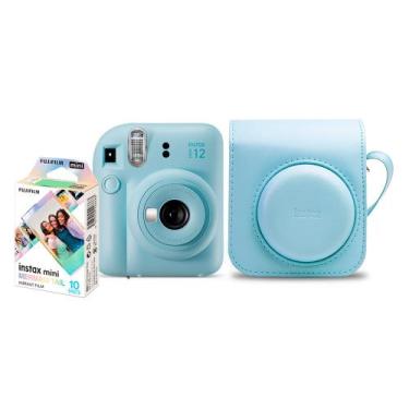 Imagem de Kit Câmera Analógica Fujifilm Instax Mini 12 Azul Mermaid com Bolsa e 