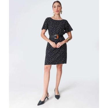 Imagem de Vestido Feminino Curto Estampa Poá Marisa-25079, Preto, P