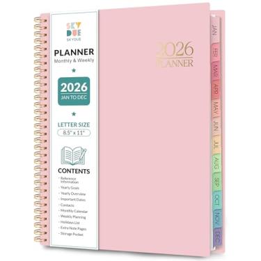 Imagem de Agenda 2026, agenda semanal e mensal, janeiro de 2026 a dezembro de 2026, 21,6 cm x 28 cm, agenda diária com abas, material escolar para alunos e professores em sala de aula