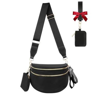 Imagem de Bolsa transversal feminina moderna, pochete grande, bolsa de cinto, bolsa quadriculada, carteiras, bolsas de ombro modernas, Preto - novo, One Size, Presentes finos