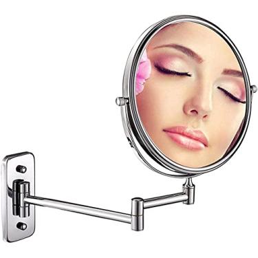 Imagem de Espelho de maquiagem espelho de maquiagem dupla face extensível rotação 360, espelho redondo para banheiro espelho de barbear